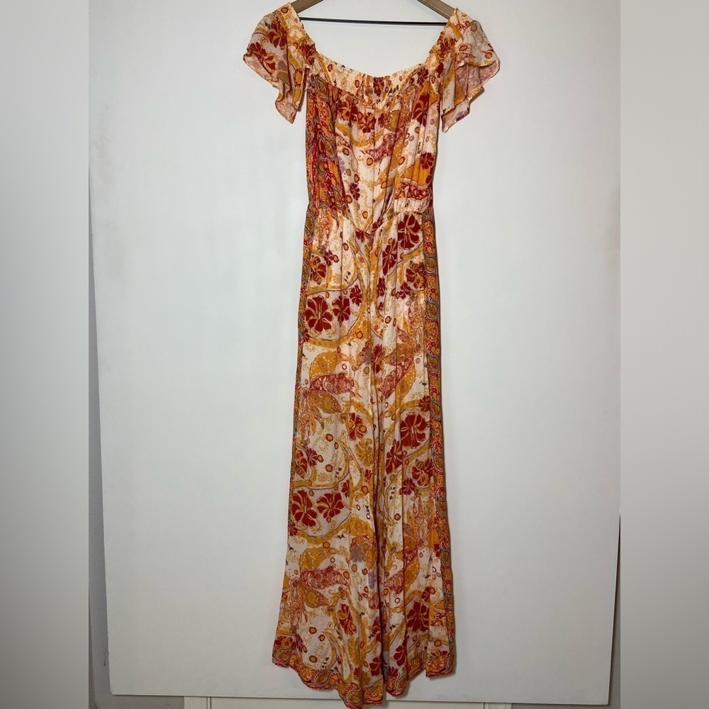 Free People Carmen Jumpsuit Off Shoulder Floral Wide Leg Size S - Picture 9 of 16